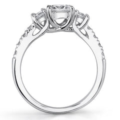 1.82ct (5.5mm/3.5mm) Princess cut Moissanite 3-Stone Ring