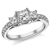1.82ct (5.5mm/3.5mm) Princess cut Moissanite 3-Stone Ring