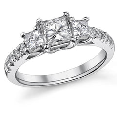 1.52ct (5.0mm/3.5mm) Princess cut Moissanite 3-Stone Ring