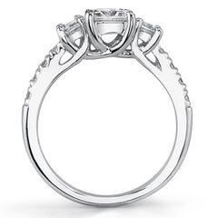 1.52ct (5.0mm/3.5mm) Princess cut Moissanite 3-Stone Ring