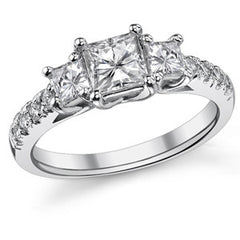 1.52ct (5.0mm/3.5mm) Princess cut Moissanite 3-Stone Ring