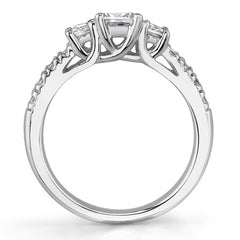 1.12ct (4.5mm/3.0mm) Princess cut Moissanite 3-Stone Ring