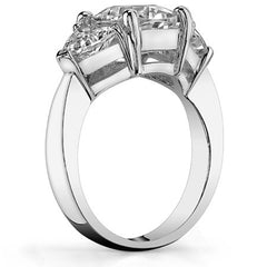 8.5mm/6.5mm Cushion & Trillion Moissanite 3-Stone Ring, 5ct