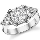 8.5mm/6.5mm Cushion & Trillion Moissanite 3-Stone Ring, 5ct