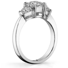 6.5mm/4.5mm Cushion & Trillion Moissanite Three-Stone Ring, 2.1ct