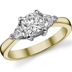 5.5mm/4mm Cushion & Trillion Moissanite Three-Stone Ring, 1.35ct