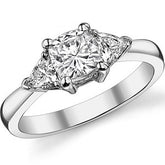 5.5mm/4mm Cushion & Trillion Moissanite Three-Stone Ring, 1.35ct