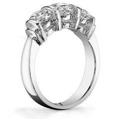 (2.5ct) 6.5mm/6mm Round Brilliant Moissanite Bar-set Three-Stone Ring