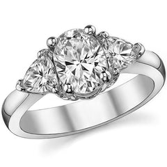 (2.15ct) 8x6mm/4.5mm Oval & Trillion Moissanite Three-Stone Ring