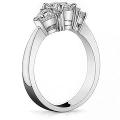 (1.66ct) 7x5mm/4.5mm Oval & Trillion Moissanite Three-Stone Ring