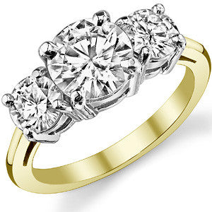 2.50ct (7.5mm,5mm) Three-Stone Round Brilliant Moissanite Ring