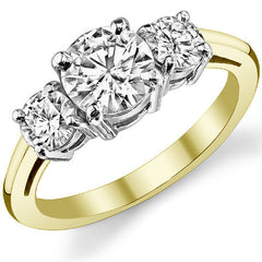 1.50ct (6.5mm,4mm) Three-Stone Round Brilliant Moissanite Ring