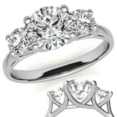 Petite Trellis Three-Stone Round Brilliant Moissanite Ring