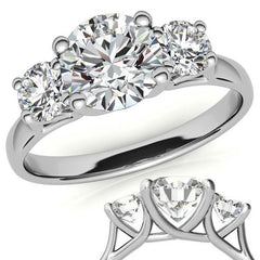 Petite Trellis Three-Stone Round Brilliant Moissanite Ring