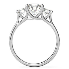 Petite Trellis Three-Stone Round Brilliant Moissanite Ring