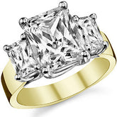 10x8mm, 6x4mm Radiant/Emerald Moissanite Trellis Three-Stone Ring