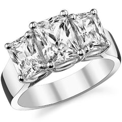 8x6mm, 7x5mm Radiant/Emerald Moissanite Trellis Three-Stone Ring