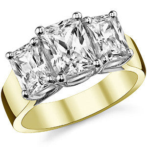 8x6mm, 7x5mm Radiant/Emerald Moissanite Trellis Three-Stone Ring