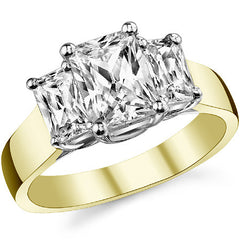 8x6mm, 6x4mm Radiant/Emerald Moissanite Trellis Three-Stone Ring
