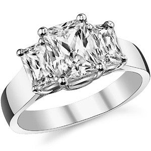 8x6mm, 6x4mm Radiant/Emerald Moissanite Trellis Three-Stone Ring