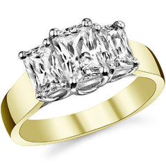 7x5mm, 6x4mm Radiant/Emerald Moissanite Trellis Three-Stone Ring