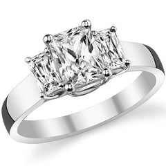 7x5mm, 5x3mm Radiant/Emerald Moissanite Trellis Three-Stone Ring