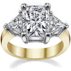 10x8mm, 6mm Radiant/Emerald & Trillion Moissanite Three-Stone Ring