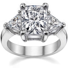 10x8mm, 6mm Radiant/Emerald & Trillion Moissanite Three-Stone Ring
