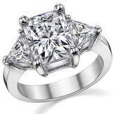 10x8mm, 6mm Radiant/Emerald & Trillion Moissanite Three-Stone Ring