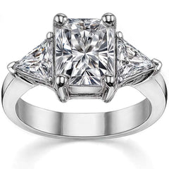 9x7mm, 5.5mm Radiant/Emerald & Trillion Moissanite Three-Stone Ring