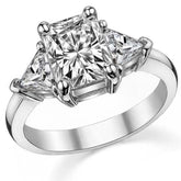 8x6mm, 5mm Radiant/Emerald & Trillion Moissanite 3-Stone Ring