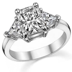 8x6mm, 5mm Radiant/Emerald & Trillion Moissanite 3-Stone Ring