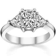 7x5mm, 5mm Radiant/Emerald & Trillion Moissanite 3-Stone Ring