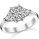 7x5mm, 5mm Radiant/Emerald & Trillion Moissanite 3-Stone Ring