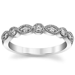 Round Brilliant Moissanite Stackable Band with Milgrain Accents