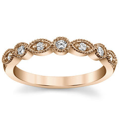 Round Brilliant Moissanite Stackable Band with Milgrain Accents