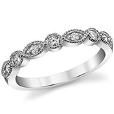 Round Brilliant Moissanite Stackable Band with Milgrain Accents
