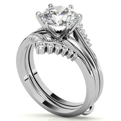 1.5mm Petite Round Brilliant Moissanite Solitaire with Ring Guard