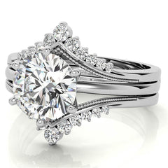 1.5mm Petite Round Brilliant Moissanite Solitaire with Ring Guard