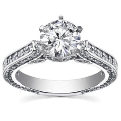 Round Brilliant Moissanite Antique Style Wedding Set