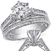 Round Brilliant Moissanite Antique Style Wedding Set
