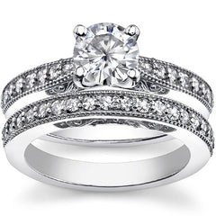 Round or Cushion Antique Style Moissanite Engagement Ring