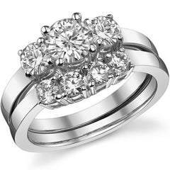 1.25ct (6mm,4mm) Round Brilliant Moissanite Three Stone Ring