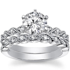 Round Brilliant Moissanite Rope Style Engagement Ring Setting (.12ct)