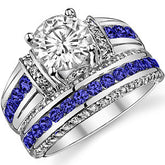 Round & Sapphire/Ruby Moissanite Wedding Set