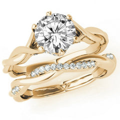 Round Brilliant Moissanite 6 Prong Twisted Engagement Ring