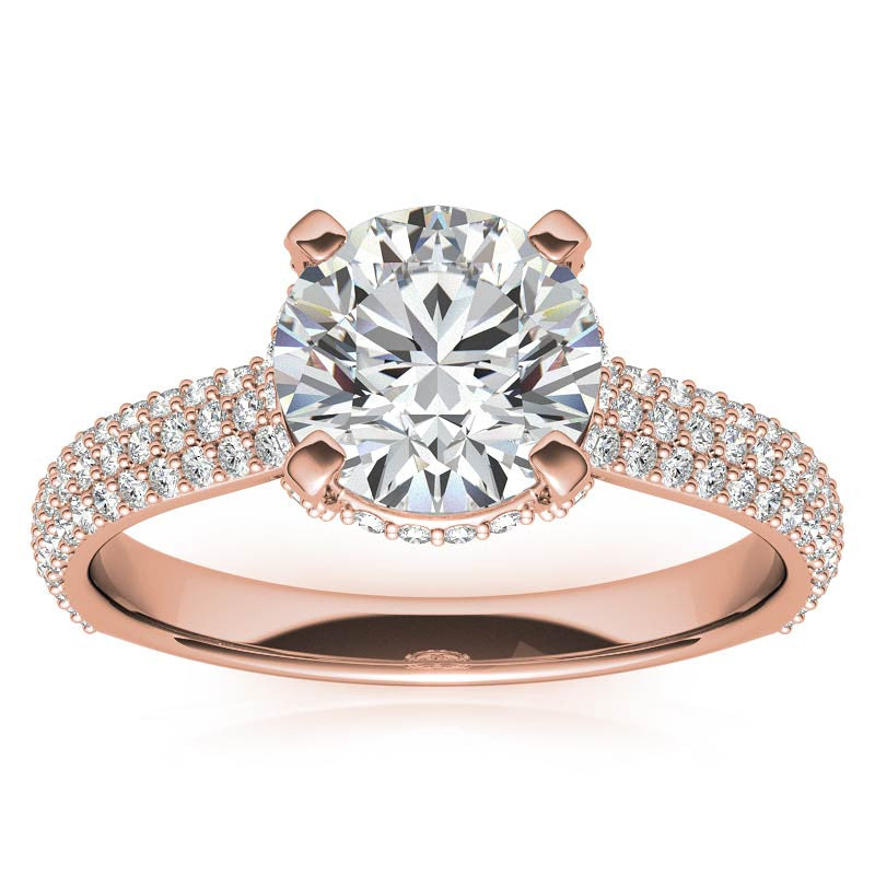Round Pave Style Moissanite Engagement Ring