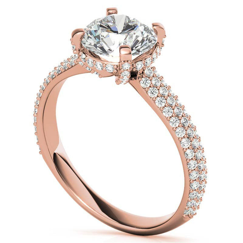 Round Pave Style Moissanite Engagement Ring