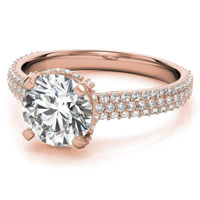 Round Pave Style Moissanite Engagement Ring