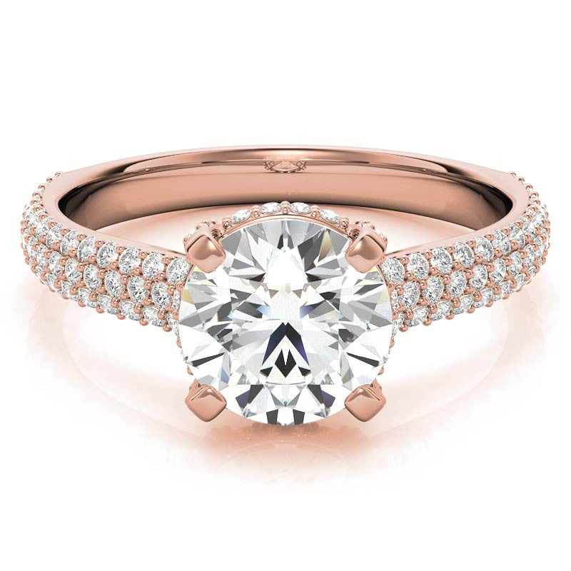 Round Pave Style Moissanite Engagement Ring